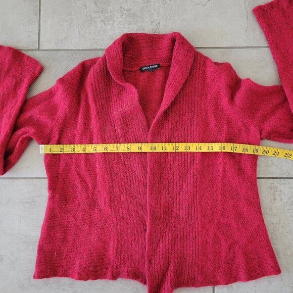 Eileen Fisher raspberry drape front cardigan size xs - Picture 7 of 8